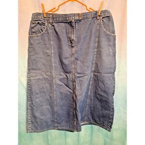 Women's Plus 20W Check me first denim blue jean skirt 33" Length